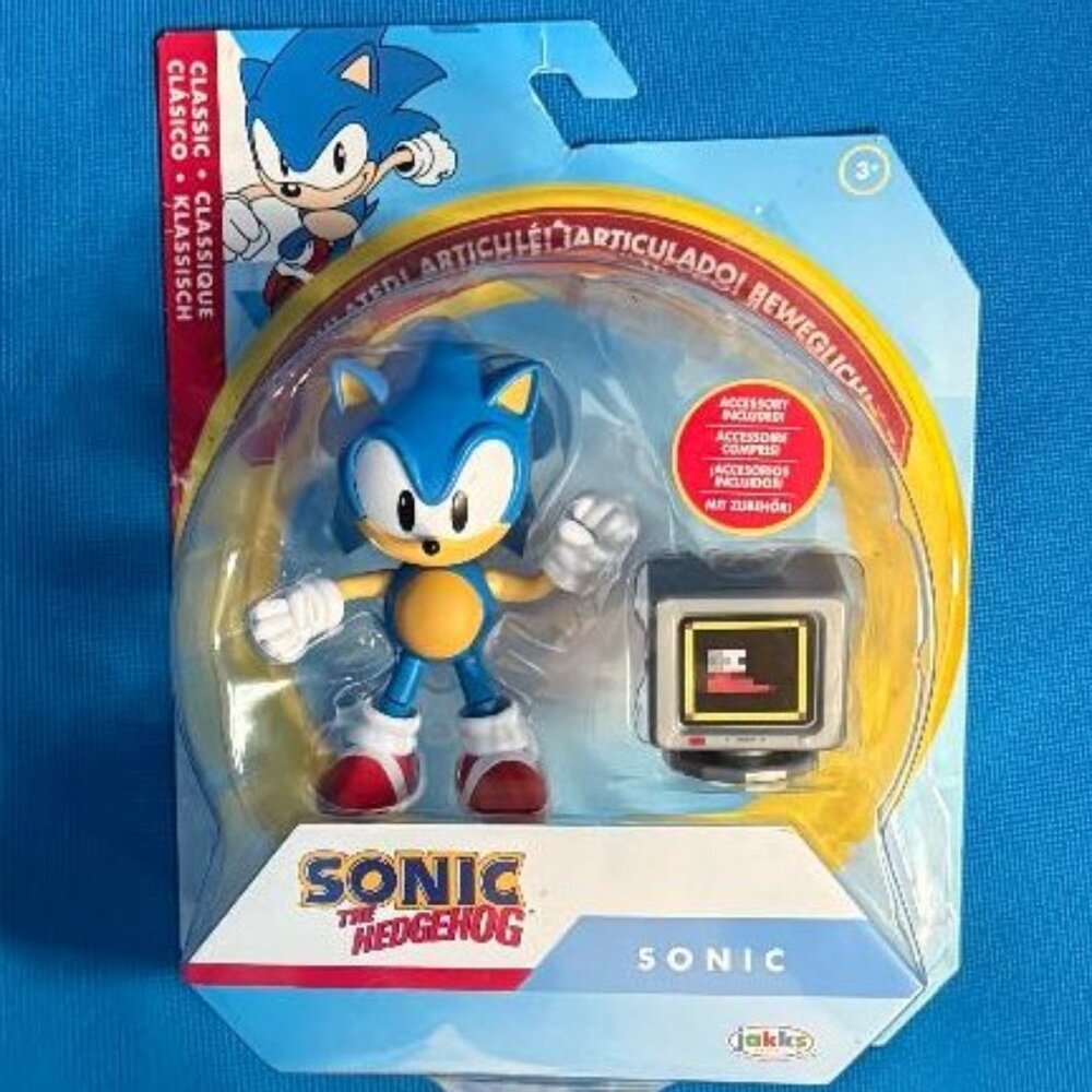 SONIC THE HEDGEHOG ARTICULATED CLASSIC ACTION FIGURE WITH MONITOR ACCESSORY
